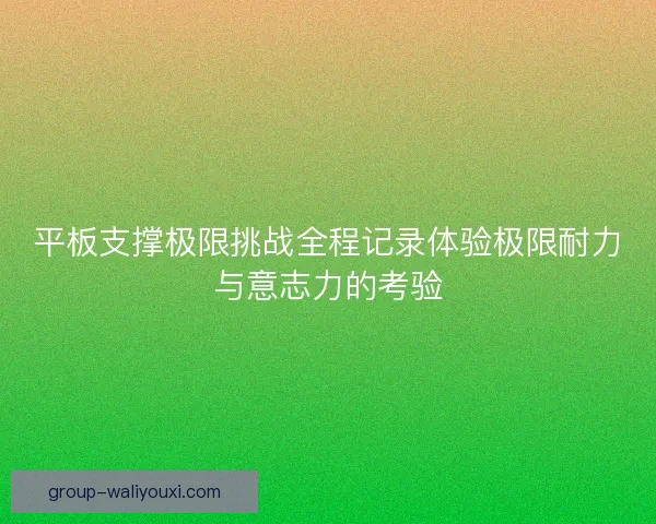 平板支撑极限挑战全程记录体验极限耐力与意志力的考验